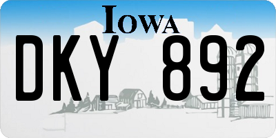 IA license plate DKY892