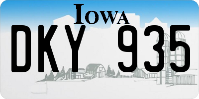 IA license plate DKY935