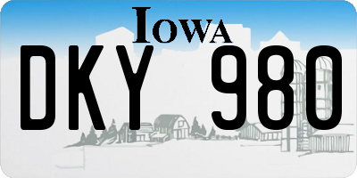 IA license plate DKY980