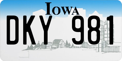 IA license plate DKY981