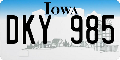 IA license plate DKY985