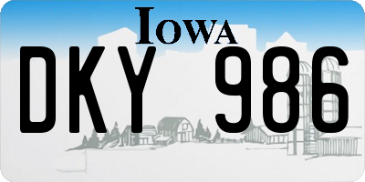 IA license plate DKY986