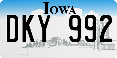 IA license plate DKY992