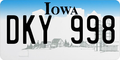 IA license plate DKY998