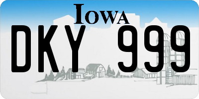 IA license plate DKY999