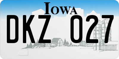 IA license plate DKZ027