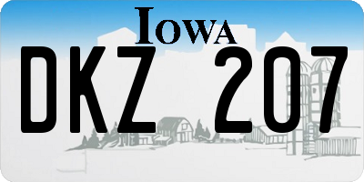 IA license plate DKZ207