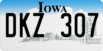 IA license plate DKZ307