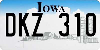 IA license plate DKZ310