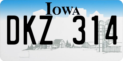 IA license plate DKZ314
