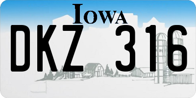 IA license plate DKZ316