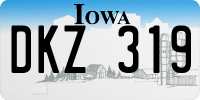 IA license plate DKZ319