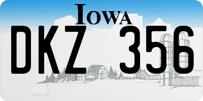 IA license plate DKZ356