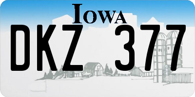 IA license plate DKZ377