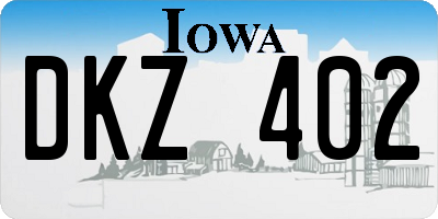 IA license plate DKZ402