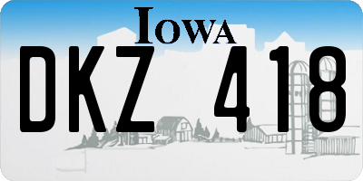IA license plate DKZ418