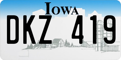 IA license plate DKZ419