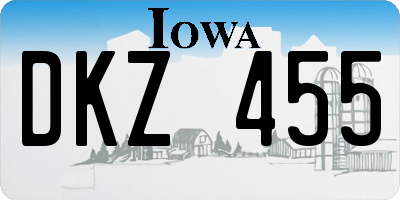 IA license plate DKZ455