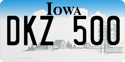 IA license plate DKZ500