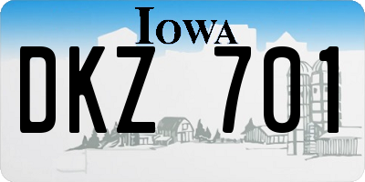 IA license plate DKZ701