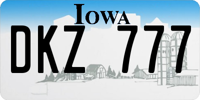 IA license plate DKZ777