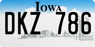 IA license plate DKZ786