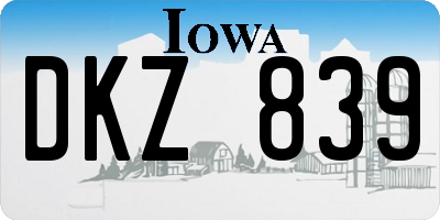IA license plate DKZ839
