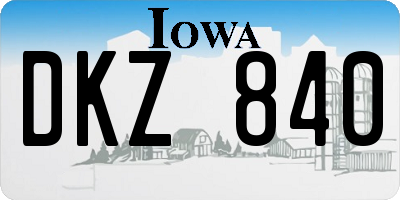 IA license plate DKZ840