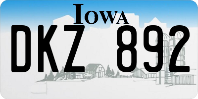 IA license plate DKZ892
