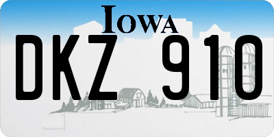 IA license plate DKZ910