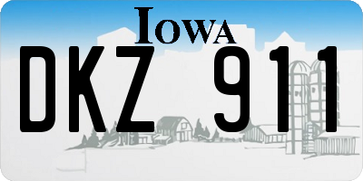 IA license plate DKZ911
