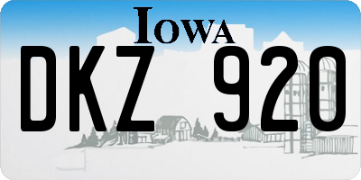 IA license plate DKZ920