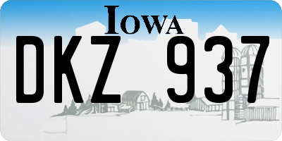 IA license plate DKZ937