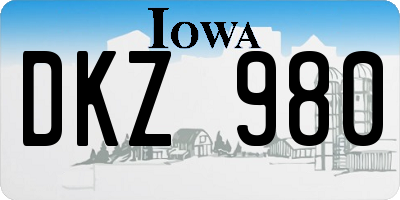 IA license plate DKZ980