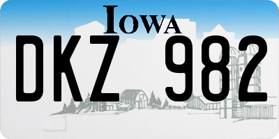 IA license plate DKZ982