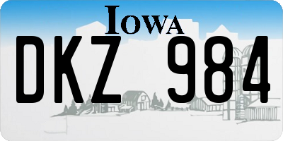 IA license plate DKZ984