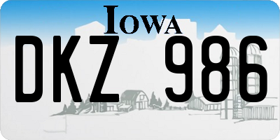 IA license plate DKZ986