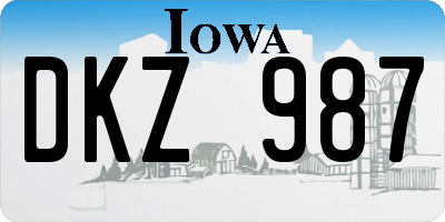 IA license plate DKZ987