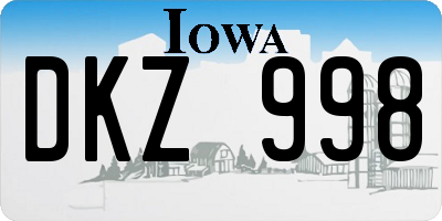 IA license plate DKZ998