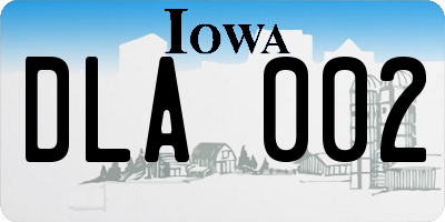 IA license plate DLA002