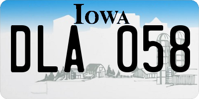 IA license plate DLA058