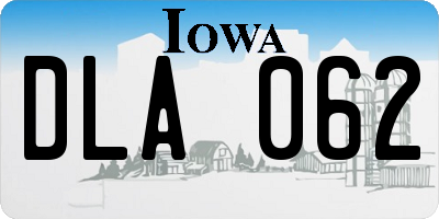 IA license plate DLA062