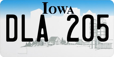 IA license plate DLA205