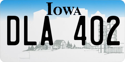 IA license plate DLA402
