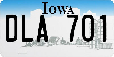IA license plate DLA701