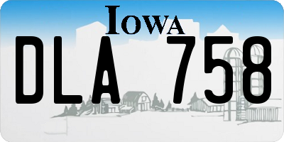 IA license plate DLA758