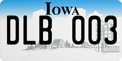 IA license plate DLB003