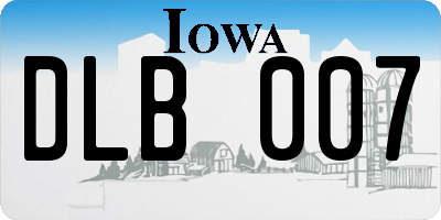 IA license plate DLB007
