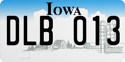 IA license plate DLB013