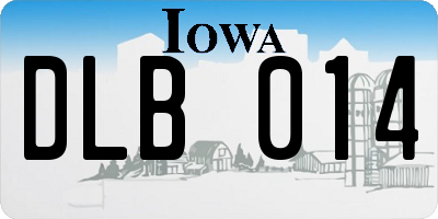 IA license plate DLB014